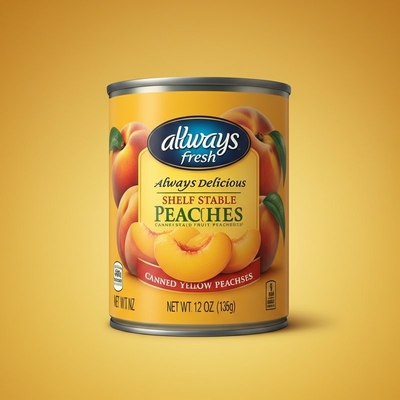Sempre fresco, sempre delicioso, em prateleira, estável, em lata, pêssego de frutas amarelas