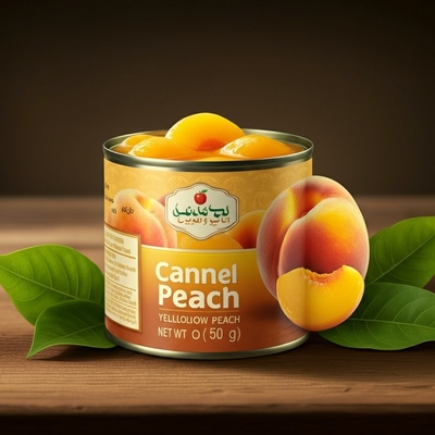 Fruta amarela enlatada estável em prateleira Pêssegos com etiqueta privada