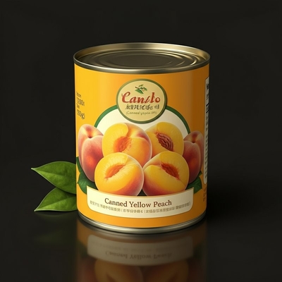 Fruta amarela enlatada estável em prateleira Pêssegos com etiqueta privada