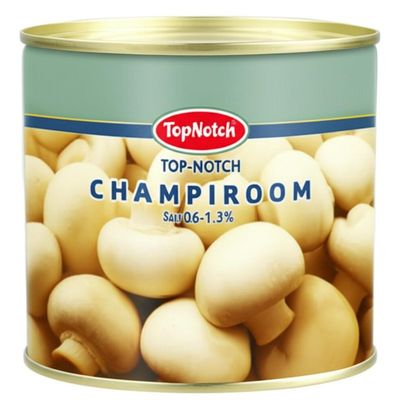 Champignon em conserva de primeira com teor de sal 0,6-1,3%