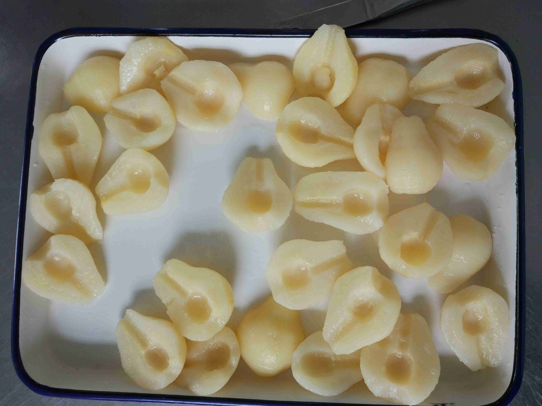 Peras enlatadas Frescas Tipo de cultivo OGM Tipo OGM Brix 14-17% Ou 18-20% 10mg de sódio